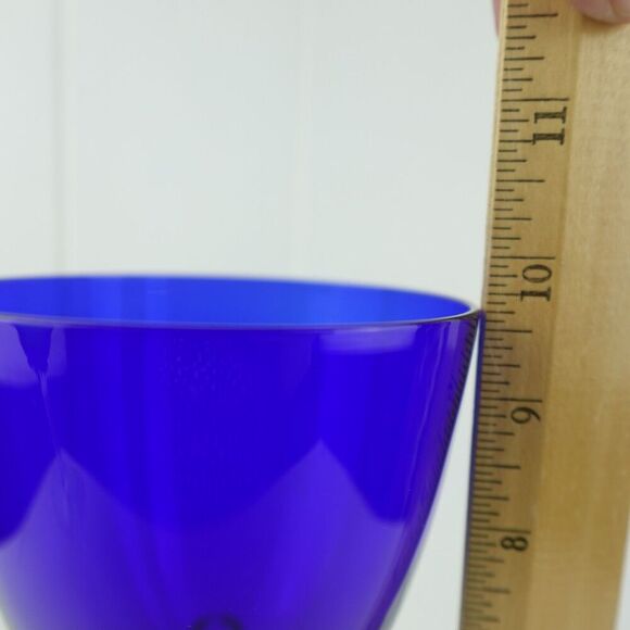 Murano Art Glass Hand Blown Wine Glass Cobalt Blue - Picture 7 of 8